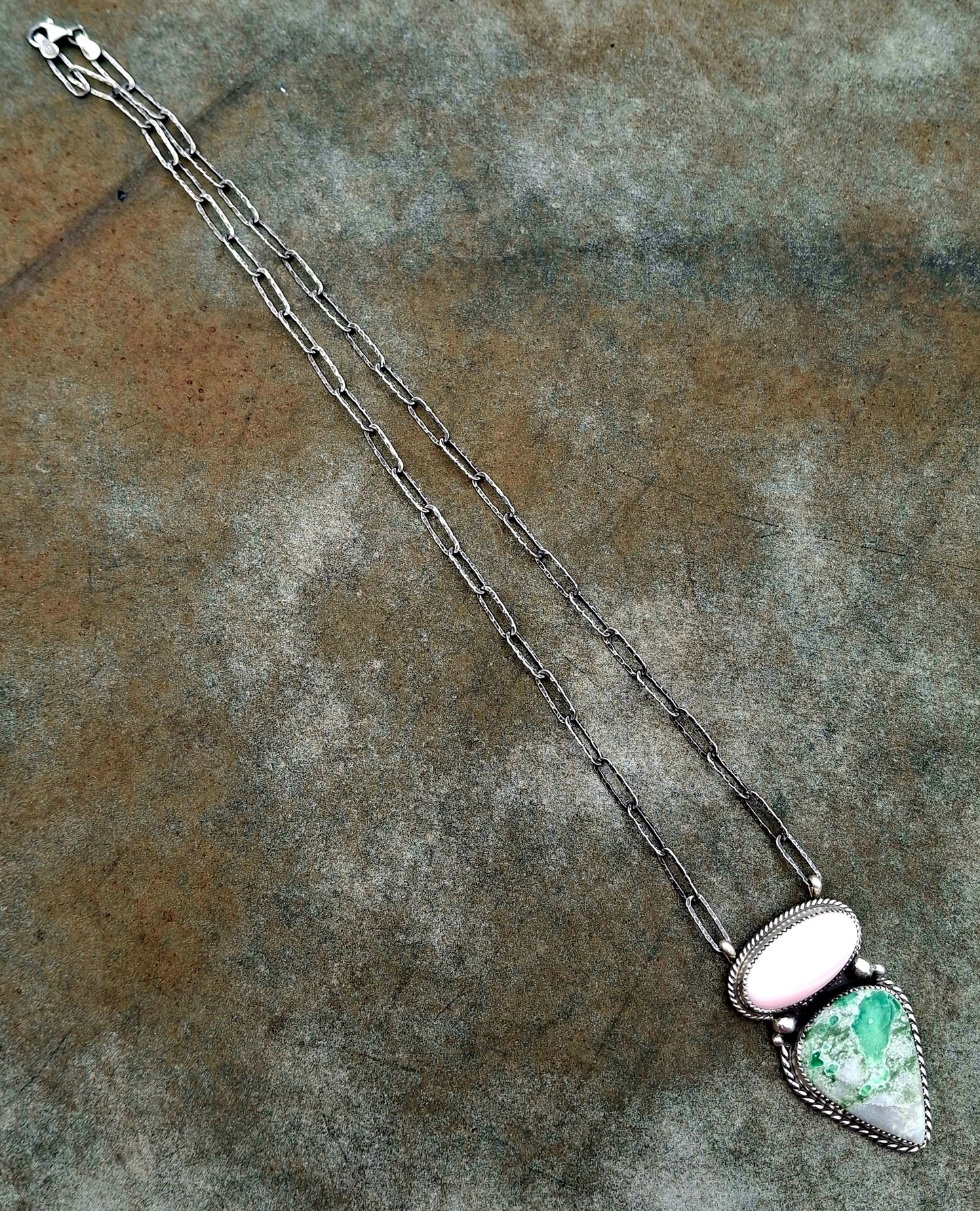 Pink Conch/Variscite Necklace