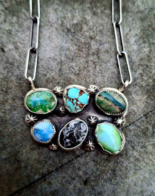 Mixed Stone Bar Necklace - N15