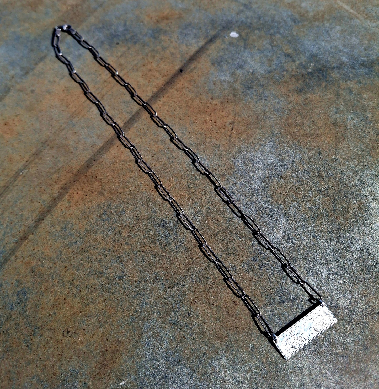 Small Sterling Bat Bar Necklace - Halloween