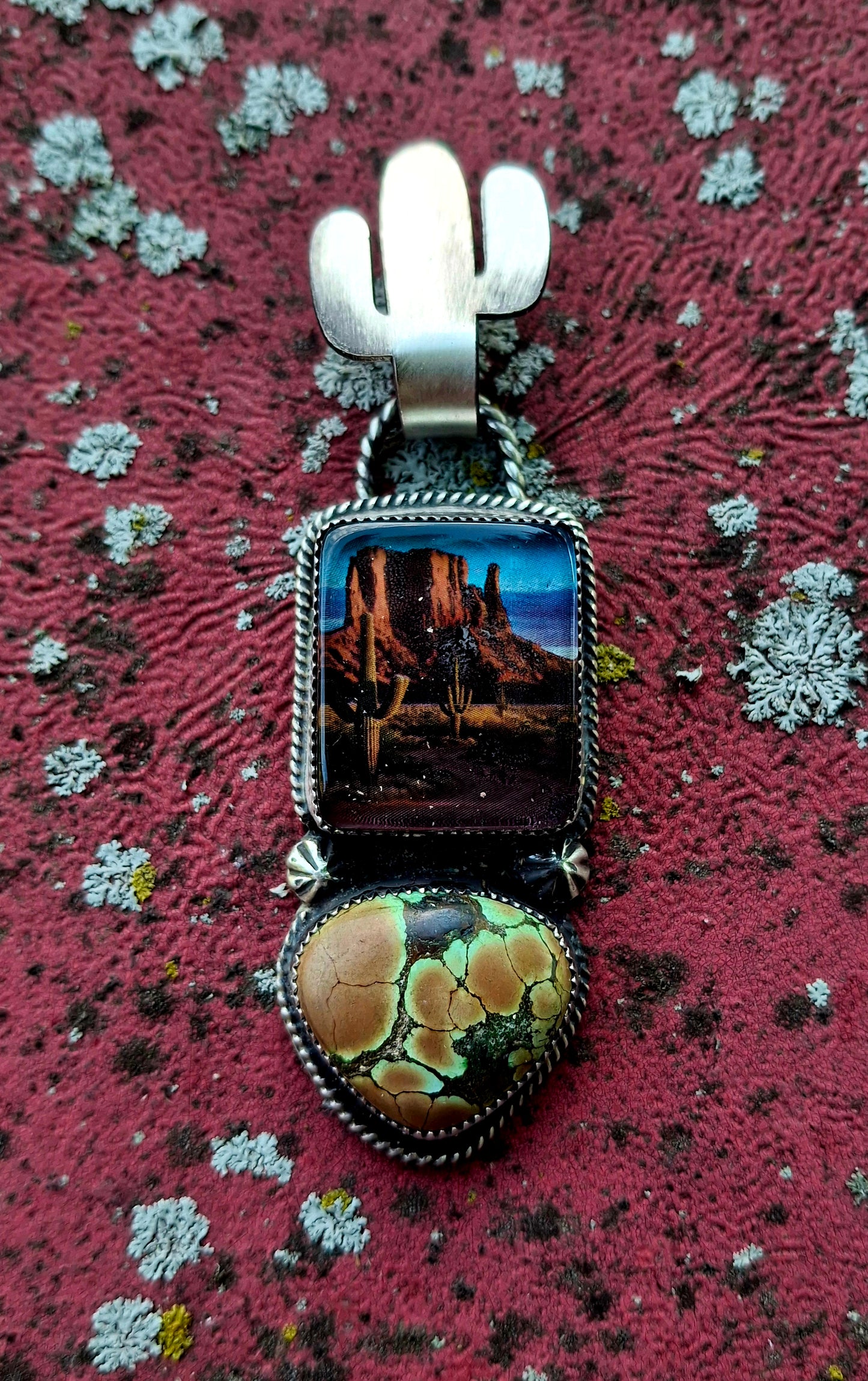Bamboo Turquoise Pendant on Cactus Bail