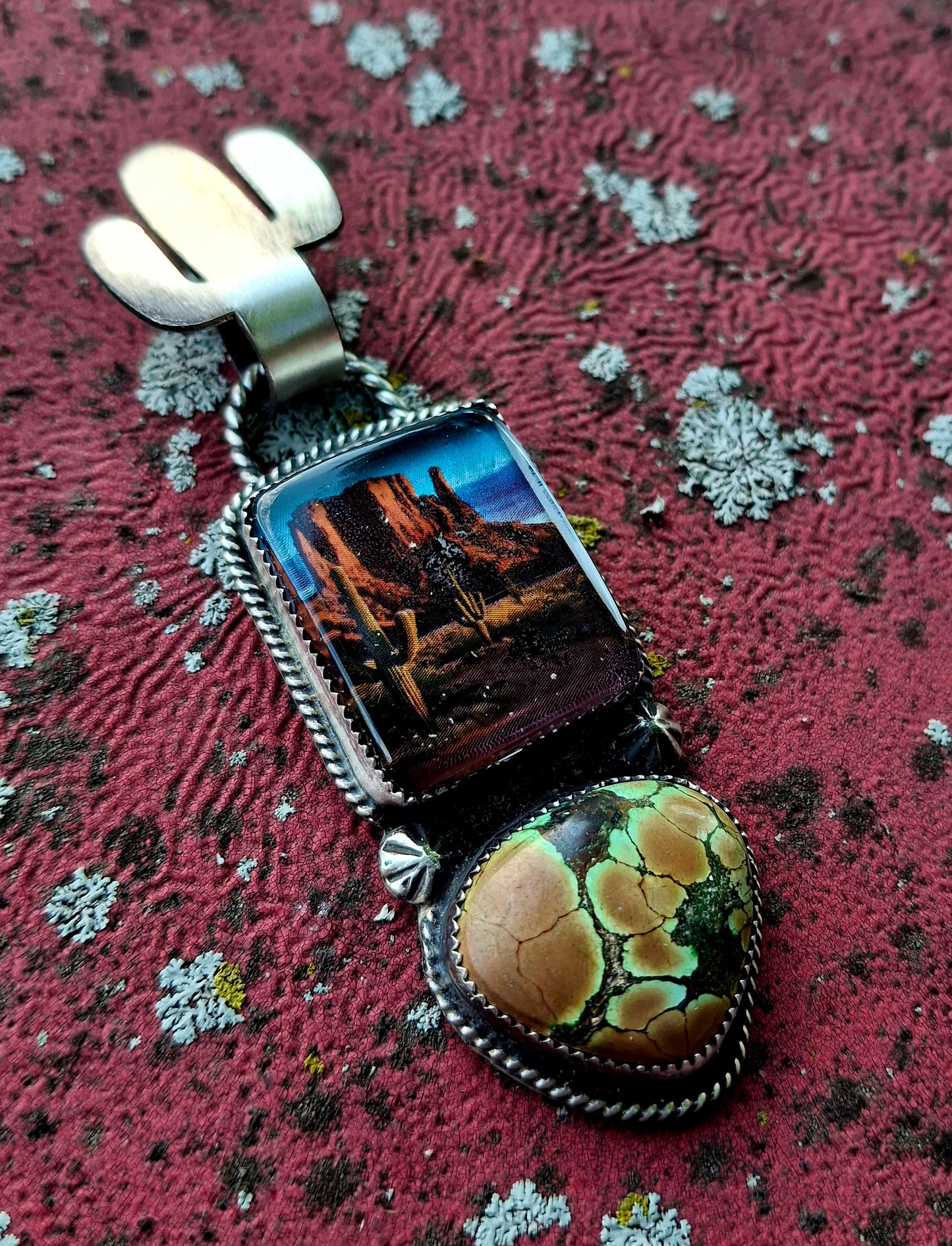 Bamboo Turquoise Pendant on Cactus Bail