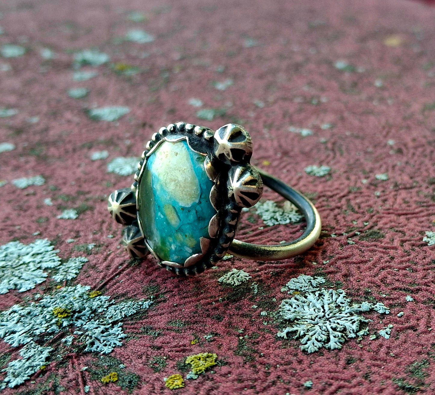 Blue Peruvian Opal Adjustable Ring