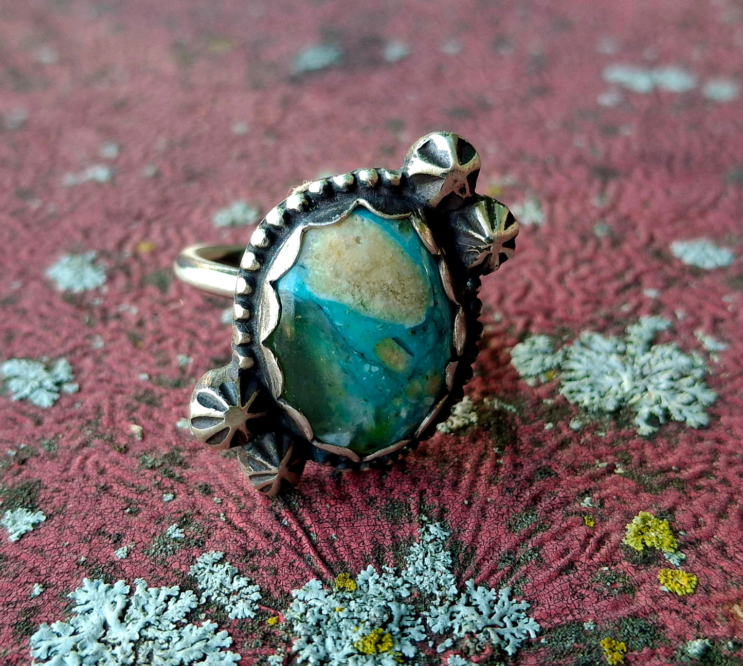 Blue Peruvian Opal Adjustable Ring