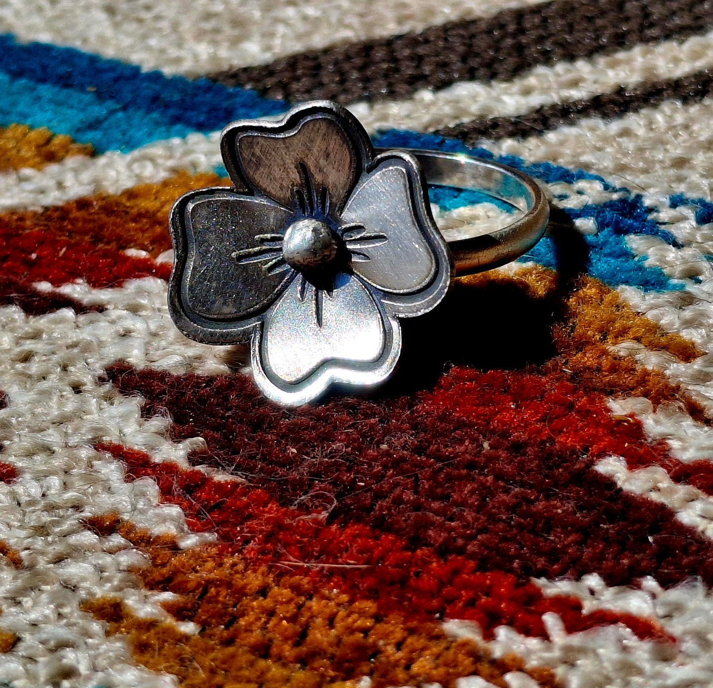 Sterling Adjustable Flower Ring - R90