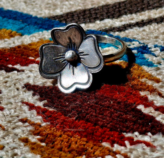 Sterling Adjustable Flower Ring - R90