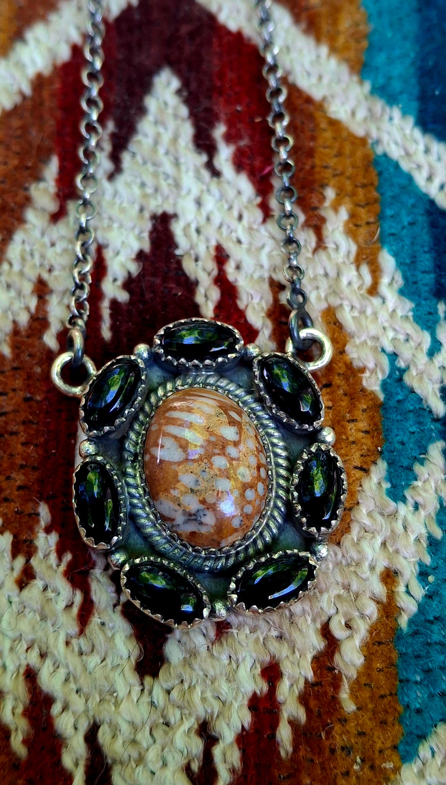 Onyx/Bambi Variscite Cluster Necklace - N156