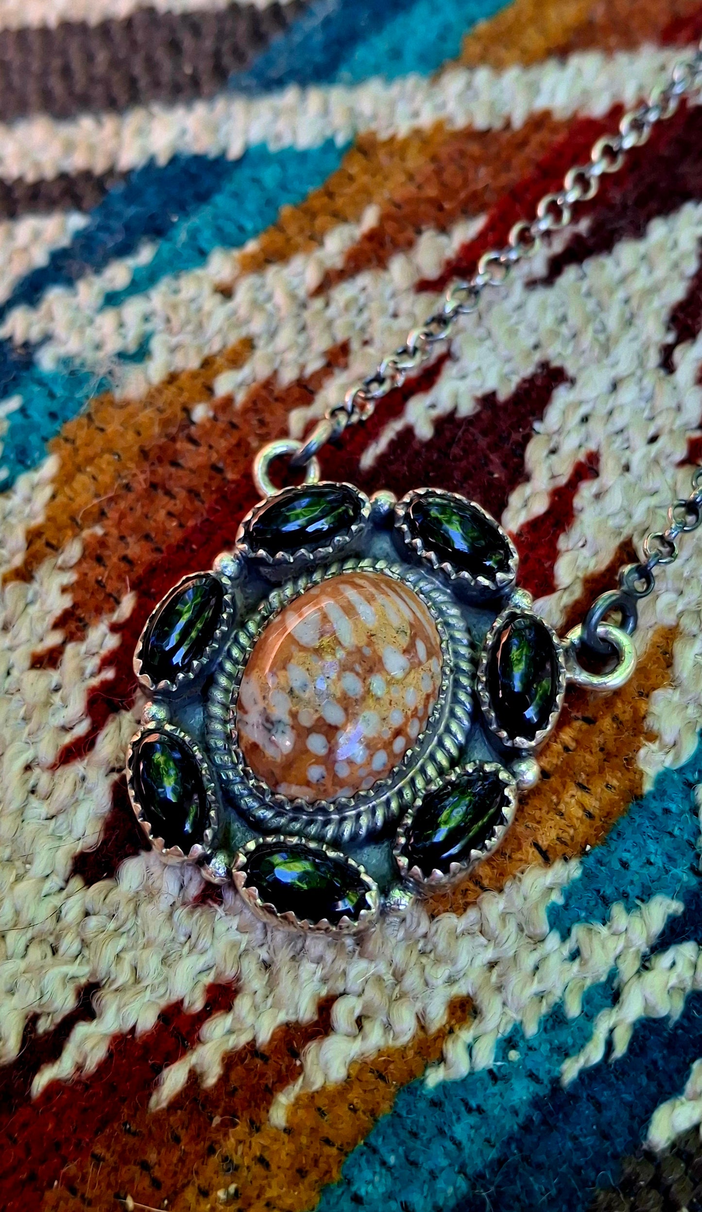 Onyx/Bambi Variscite Cluster Necklace - N156
