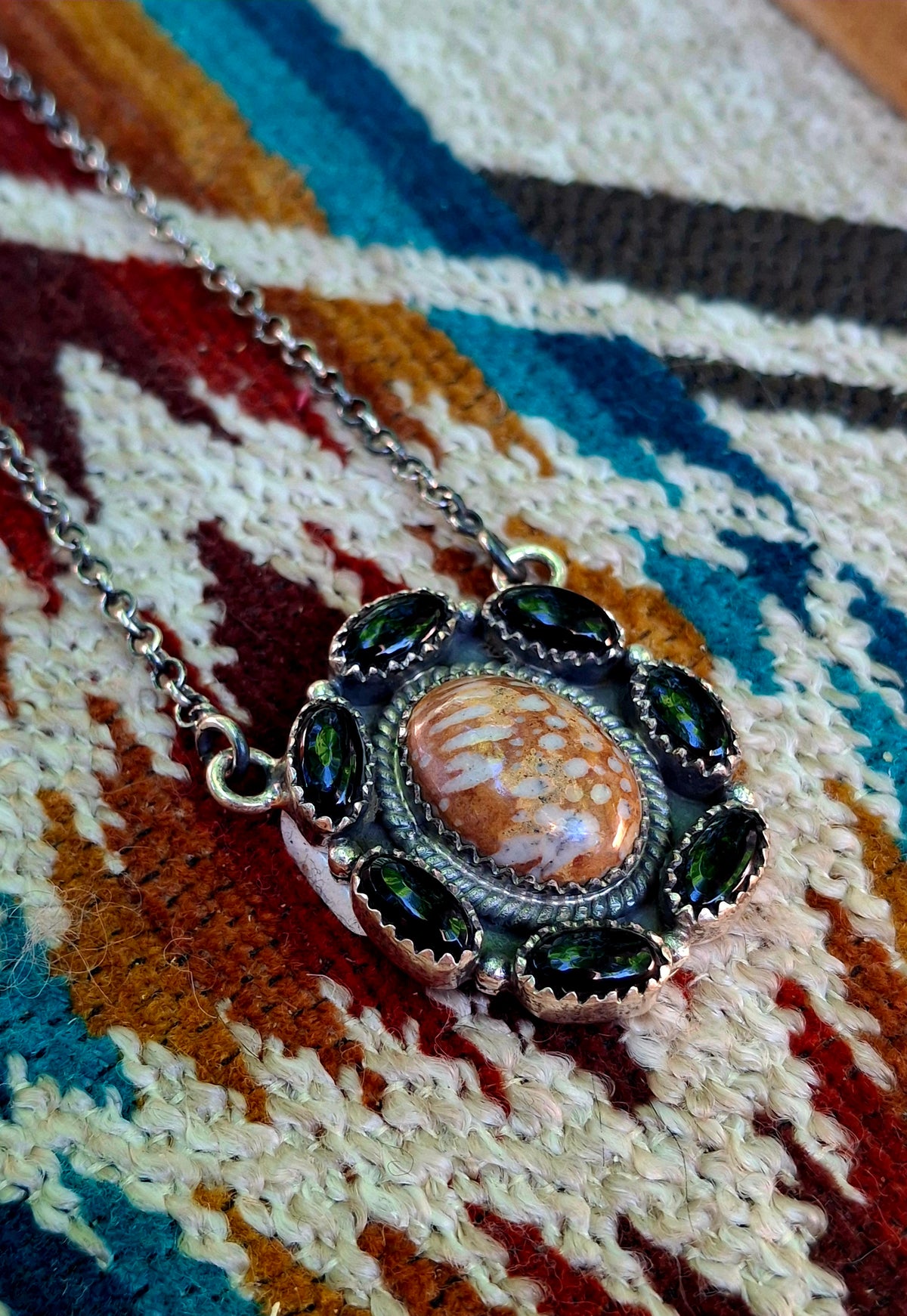 Onyx/Bambi Variscite Cluster Necklace - N156