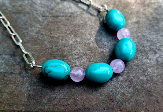 Lone Mountain/Lavender Jade Bead Necklace - N105