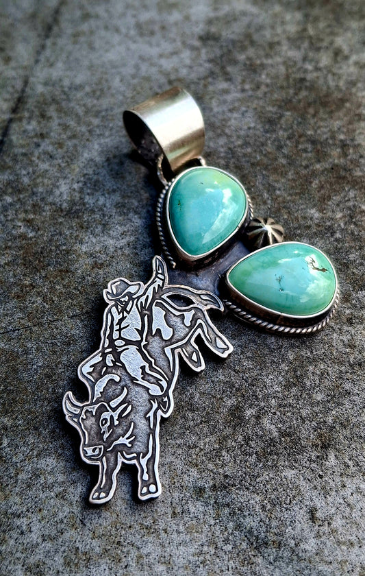 Arizona Turquoise Bull Rider Pendant - P62