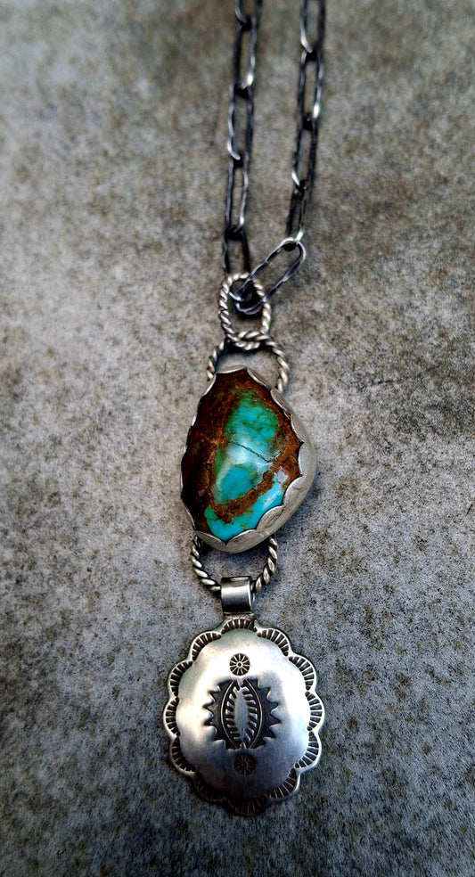 Arizona Turquoise Concho Necklace - N171