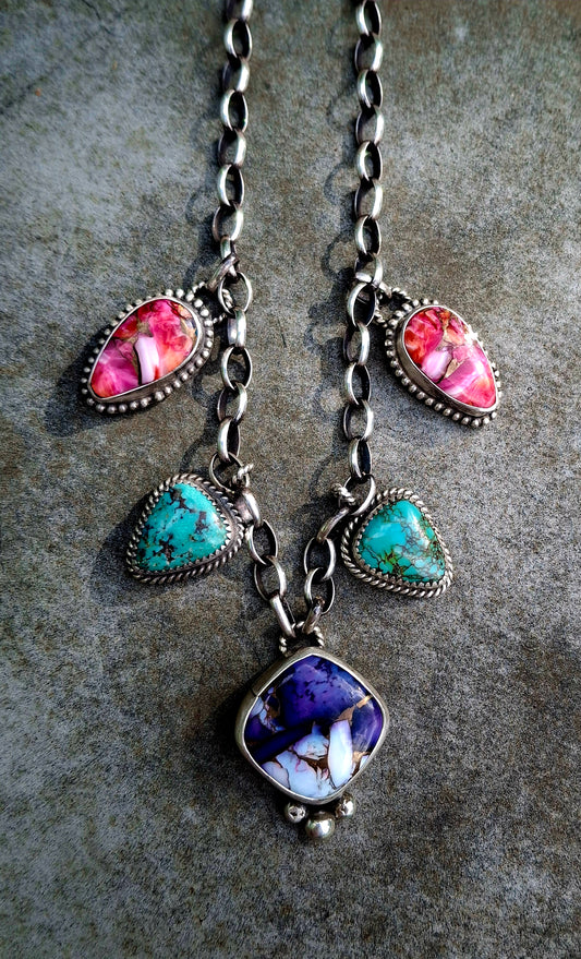 Mixed Dahlia/Hubei Charm Necklace - N175