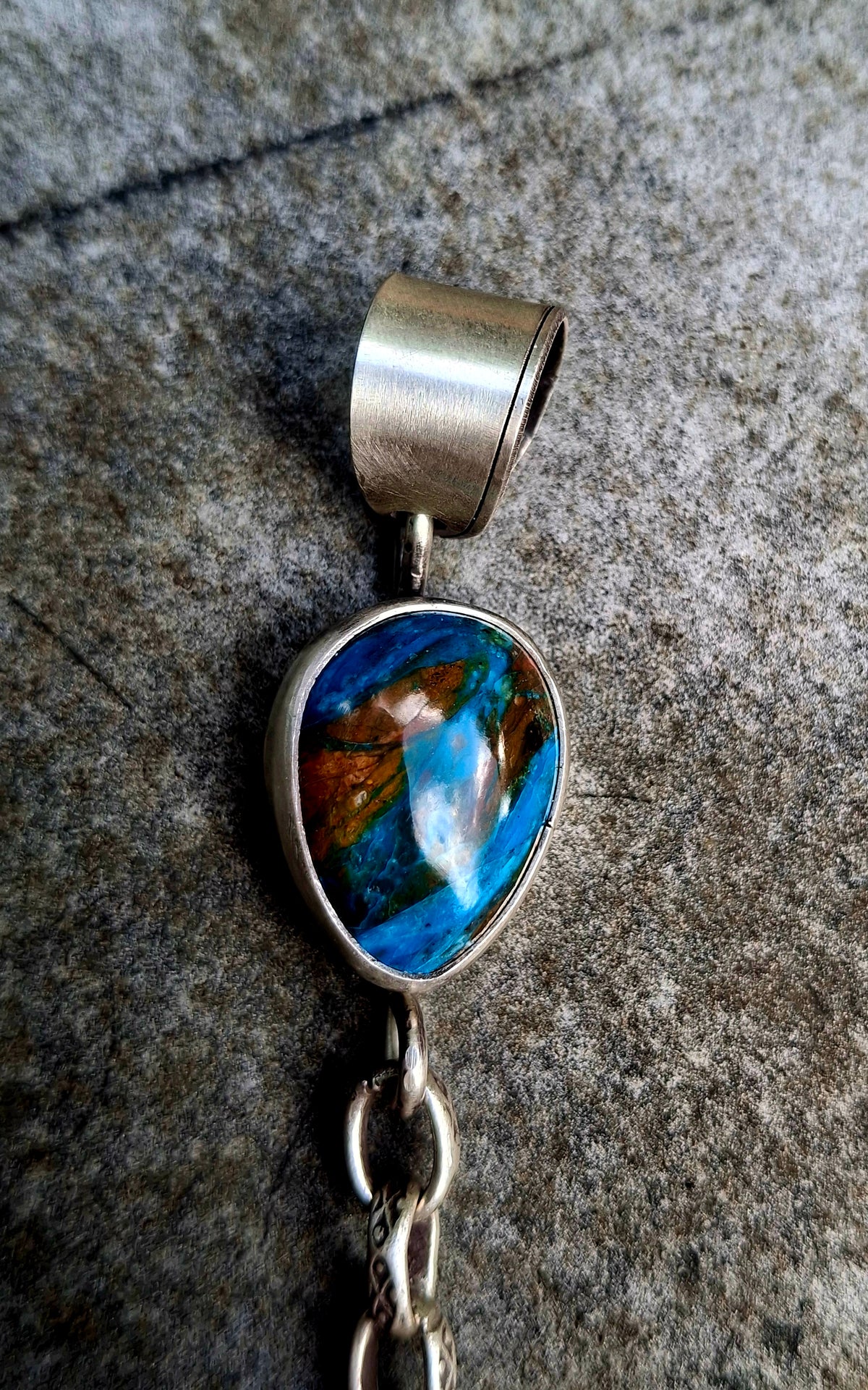 Blue Peruvian Opal/Purple Spiny Drop Pendant - P63