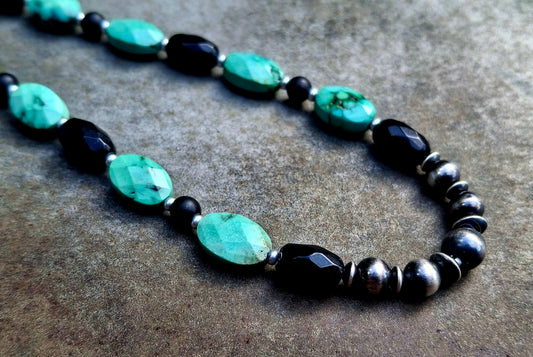Hubei/Onyx Bead Necklace - N173
