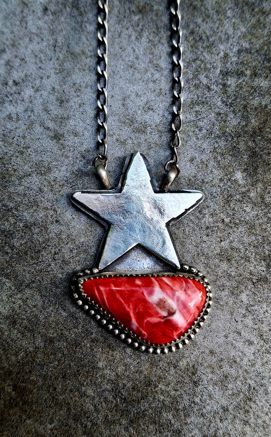 Red Spiny Star Necklace - N172