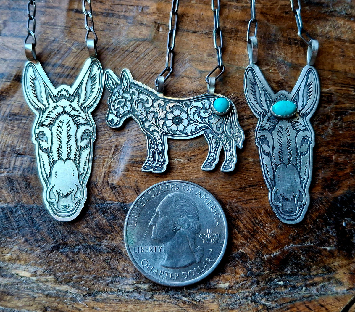 Kingman Tooled Mini Donkey Necklace
