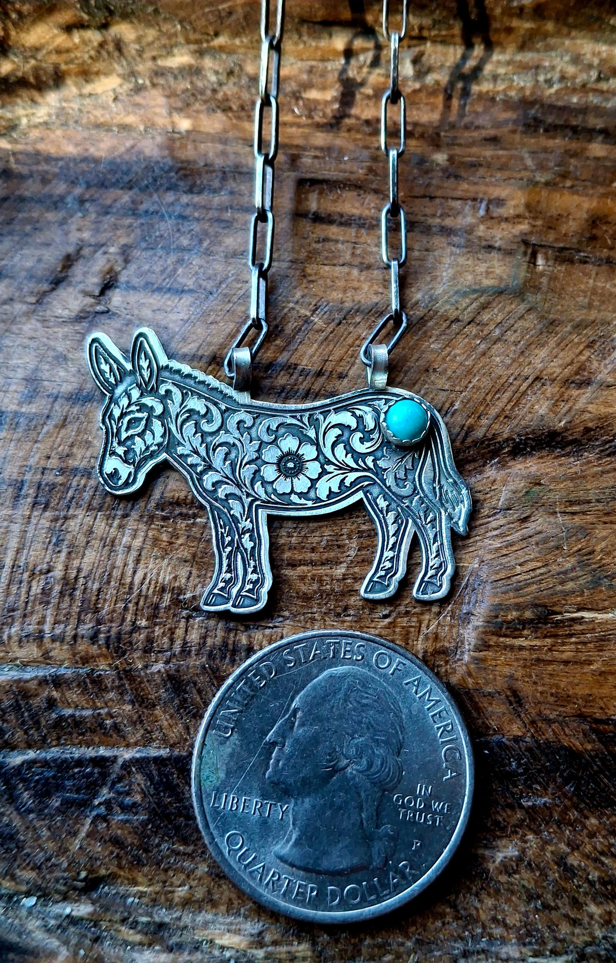 Kingman Tooled Mini Donkey Necklace