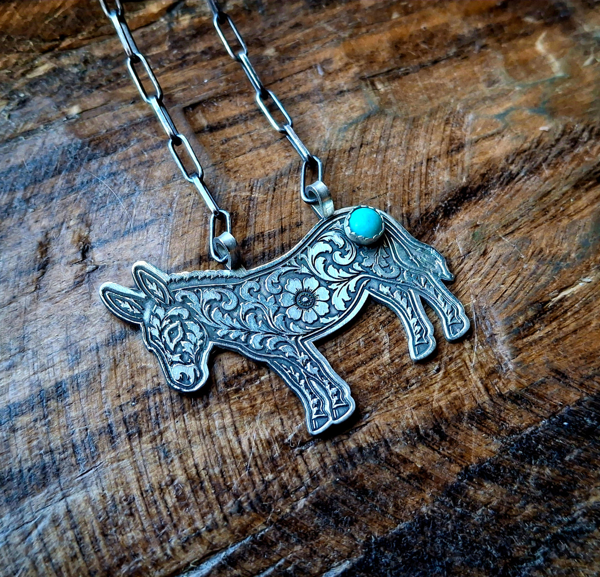 Kingman Tooled Mini Donkey Necklace