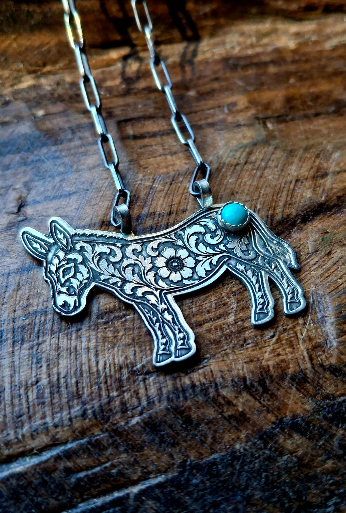 Kingman Tooled Mini Donkey Necklace