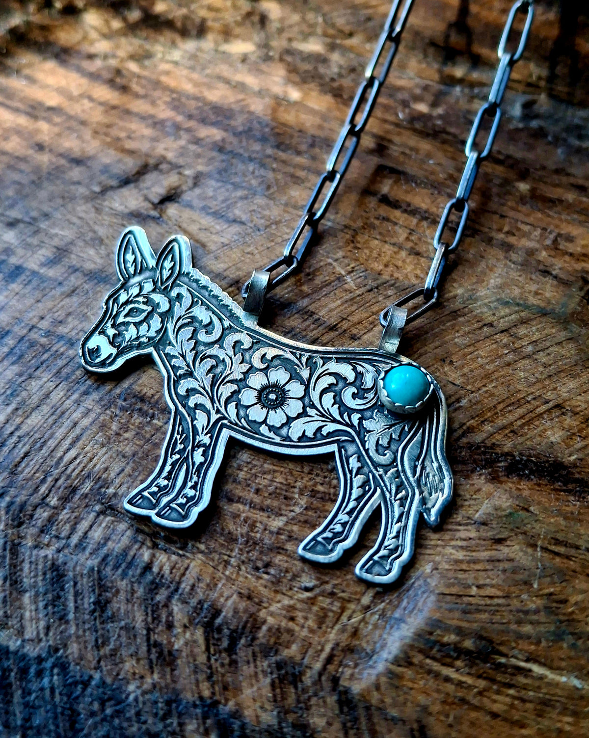 Kingman Tooled Mini Donkey Necklace