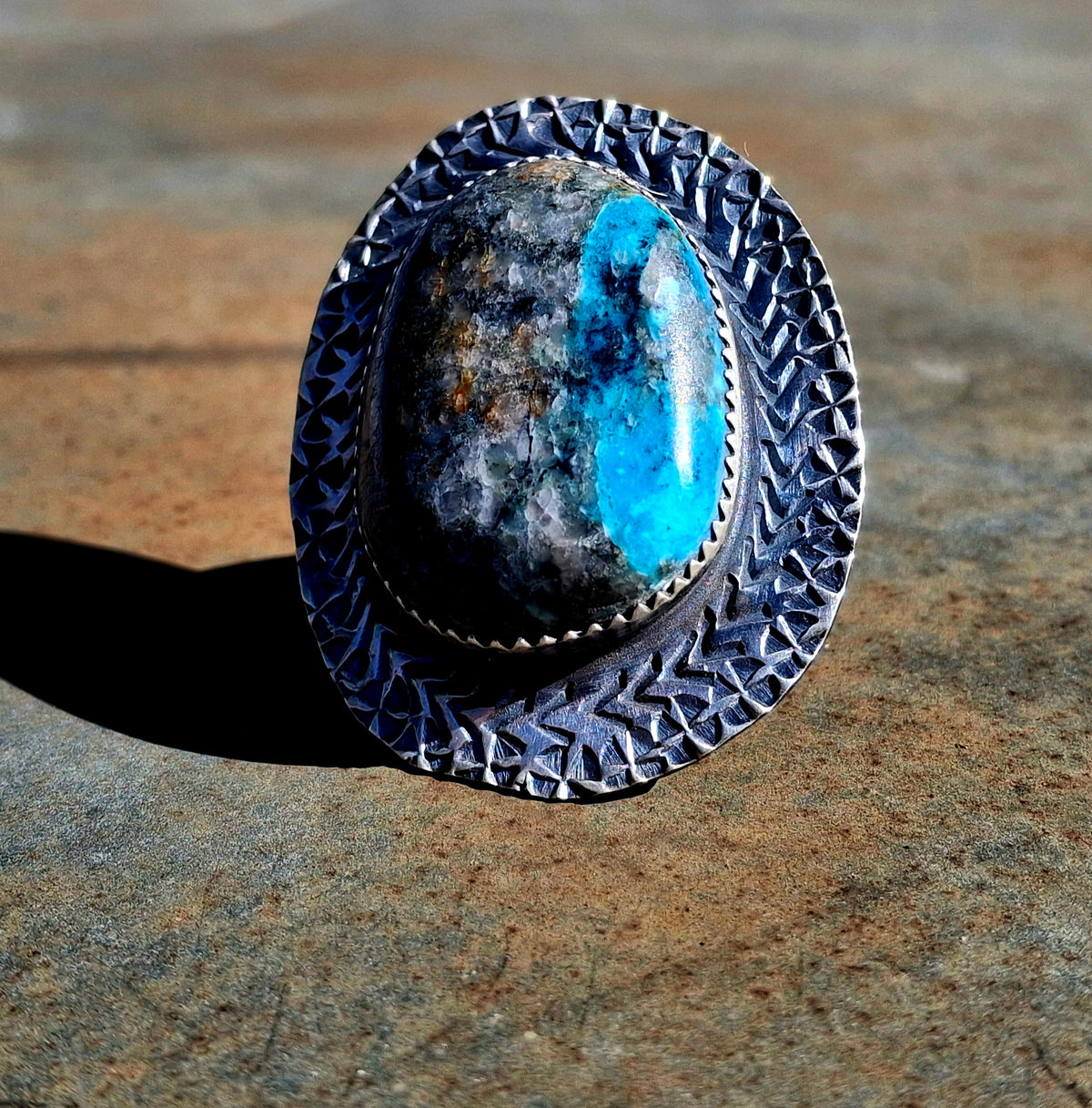 Morenci Turquoise Adjustable Ring - R106