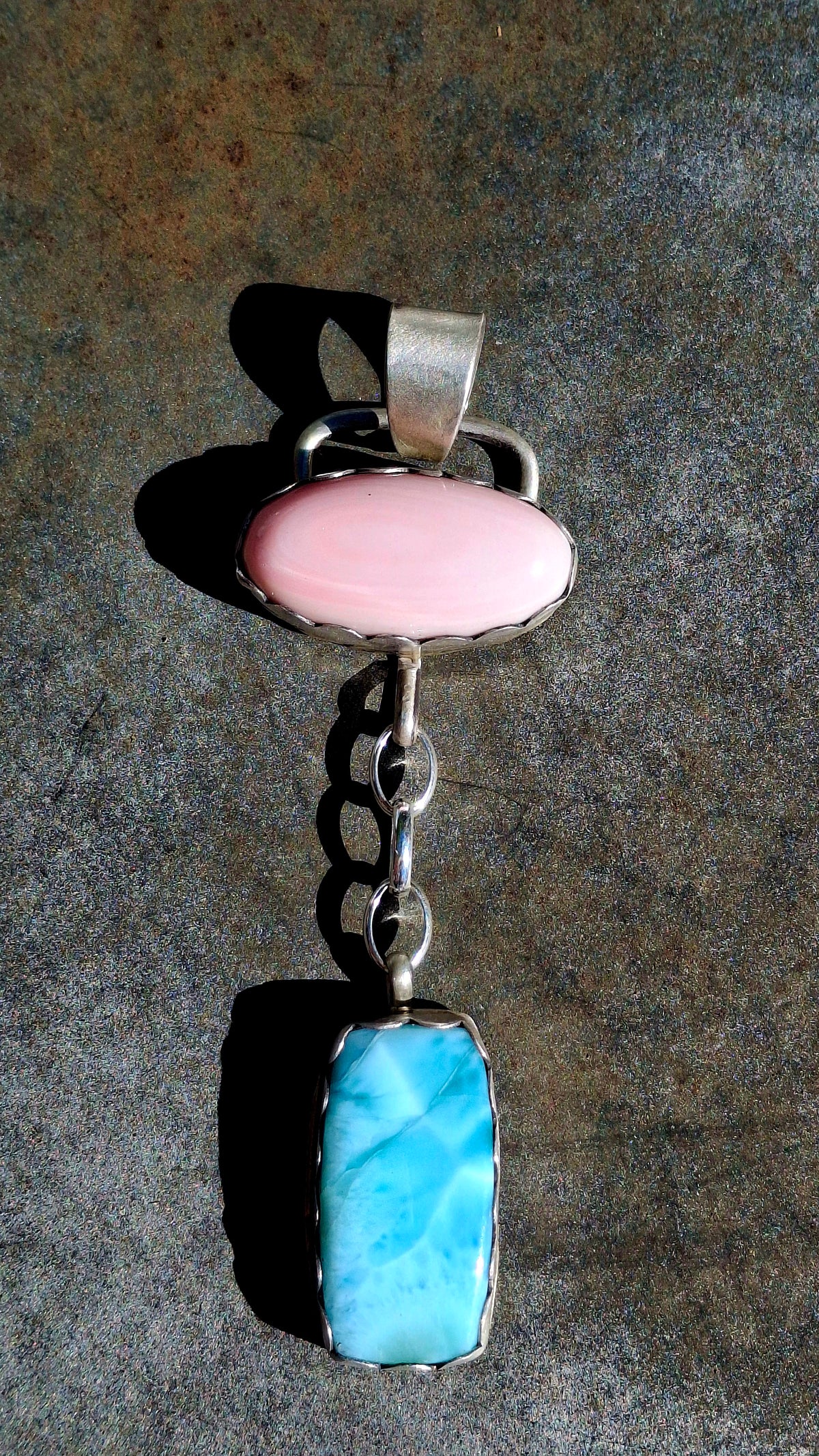 Pink Conch/Larimar Pendant - P66