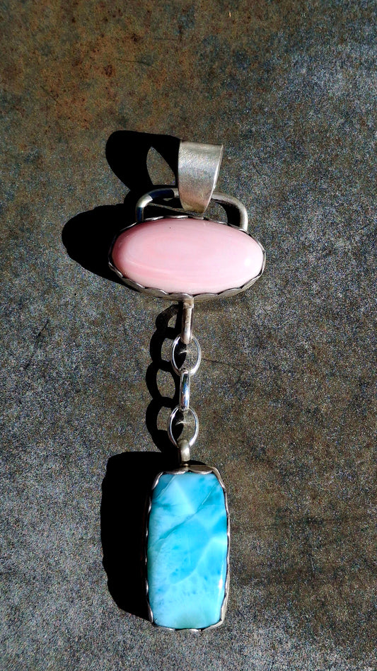 Pink Conch/Larimar Pendant - P66