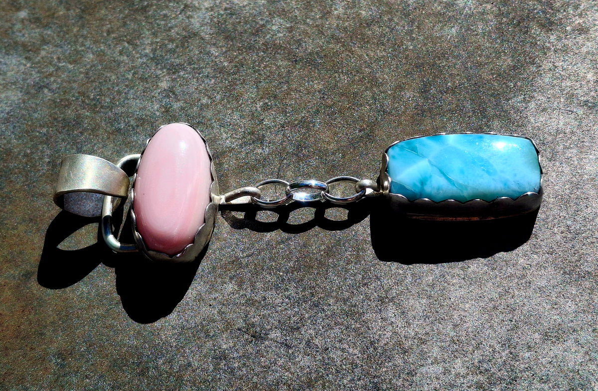 Pink Conch/Larimar Pendant - P66