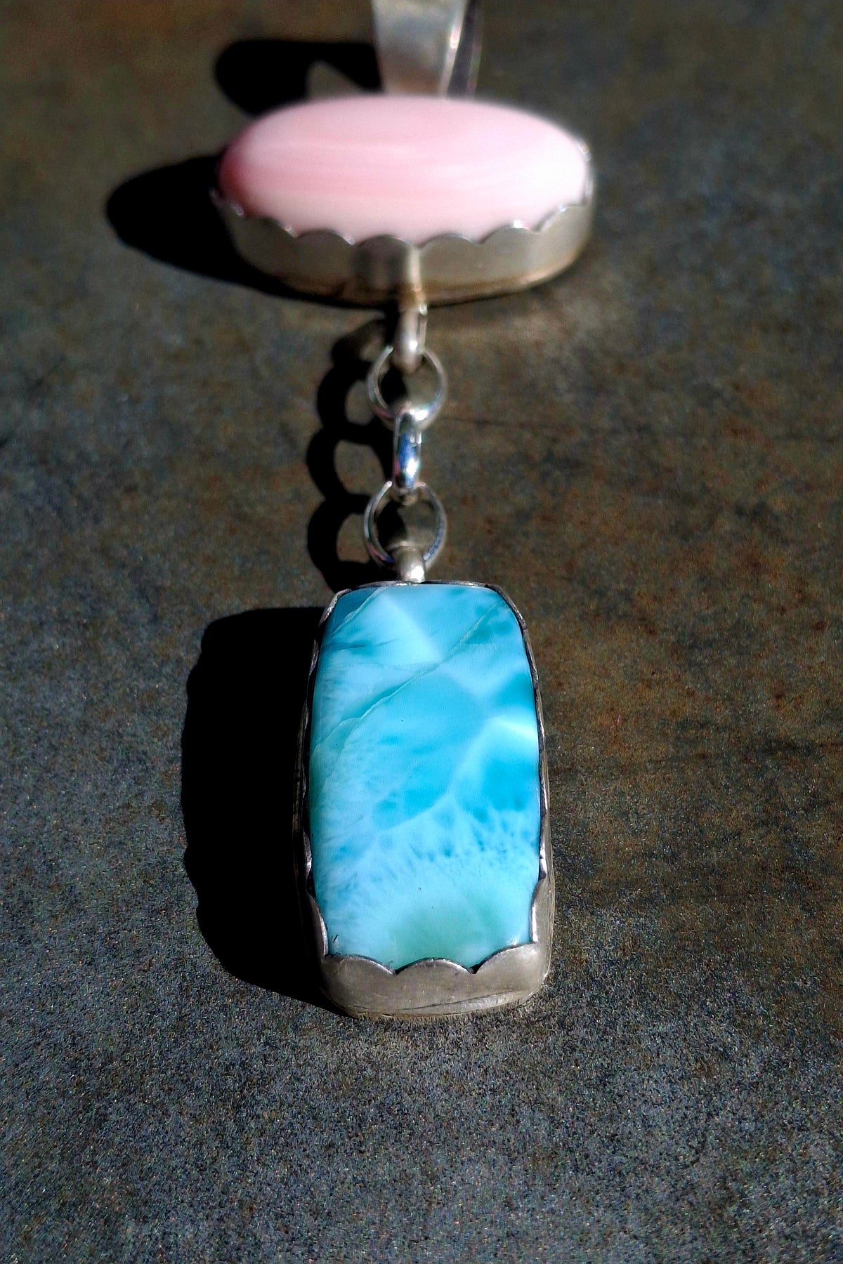 Pink Conch/Larimar Pendant - P66