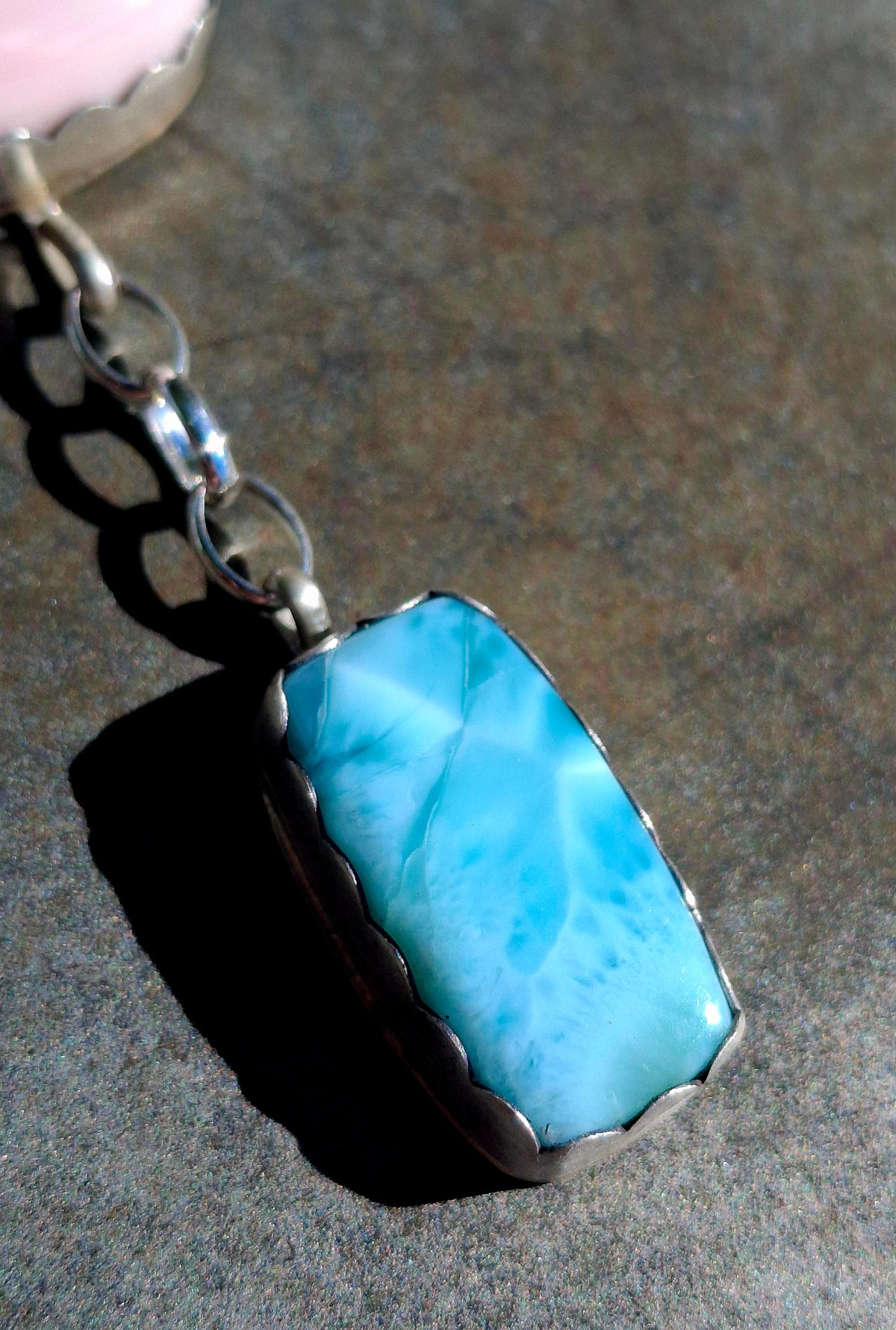 Pink Conch/Larimar Pendant - P66