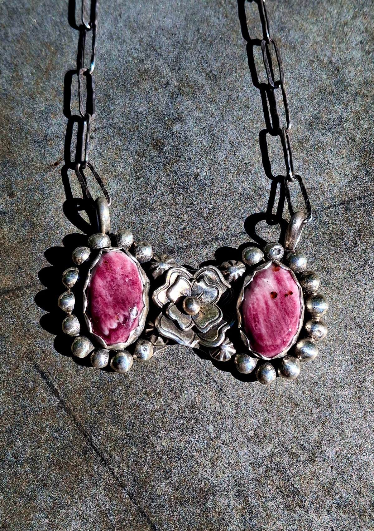 Purple Spiny Floral Necklace - N191