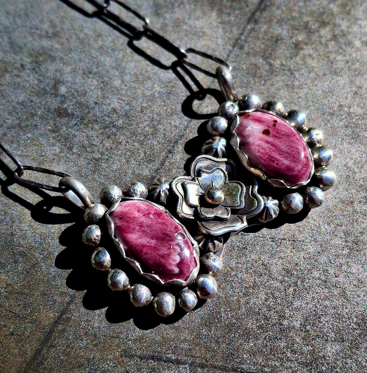 Purple Spiny Floral Necklace - N191