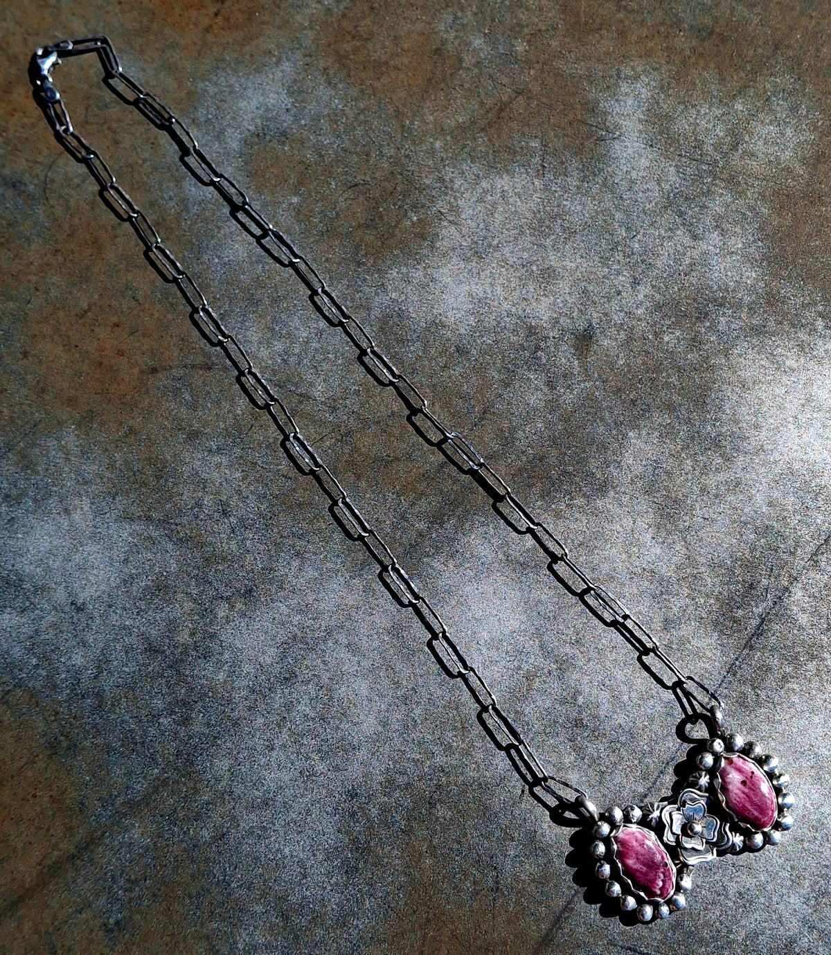 Purple Spiny Floral Necklace - N191