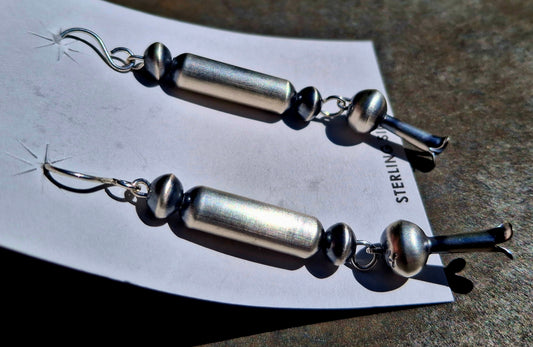 Sterling Barrel Blossom Earrings - E32