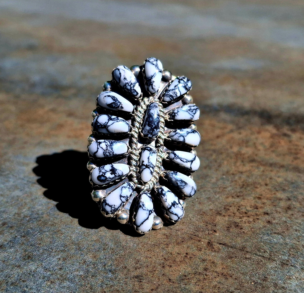 White Buffalo Cluster Ring - R111