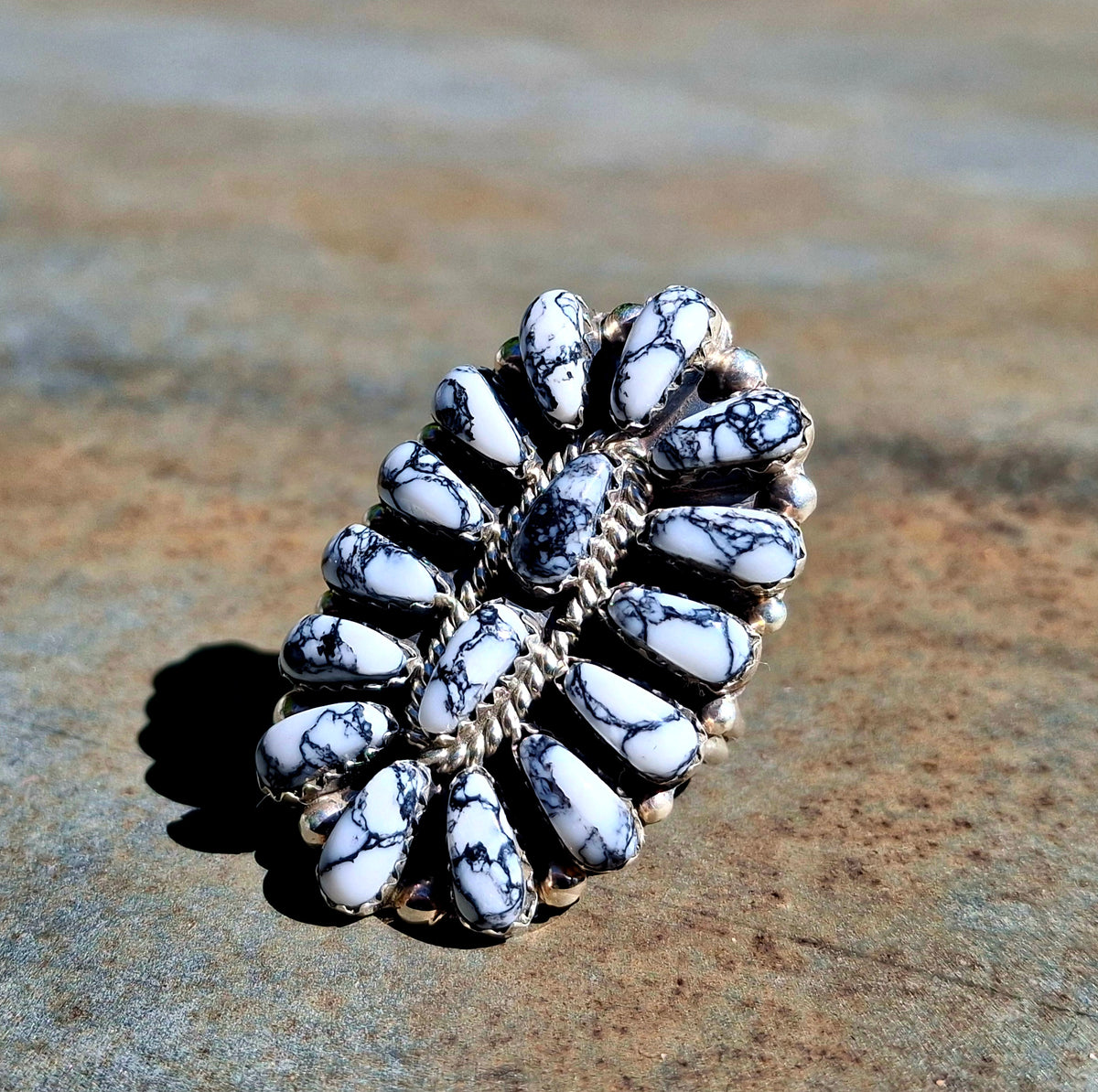 White Buffalo Cluster Ring - R111