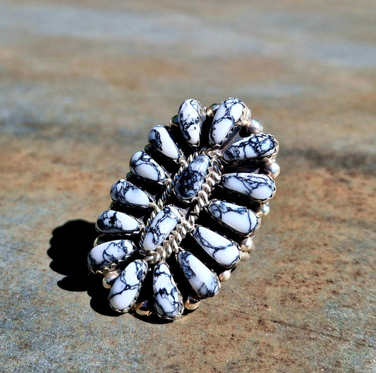 White Buffalo Cluster Ring - R111