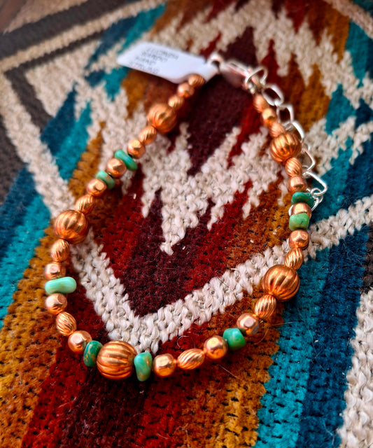 Turquoise/Copper Bead Bracelet