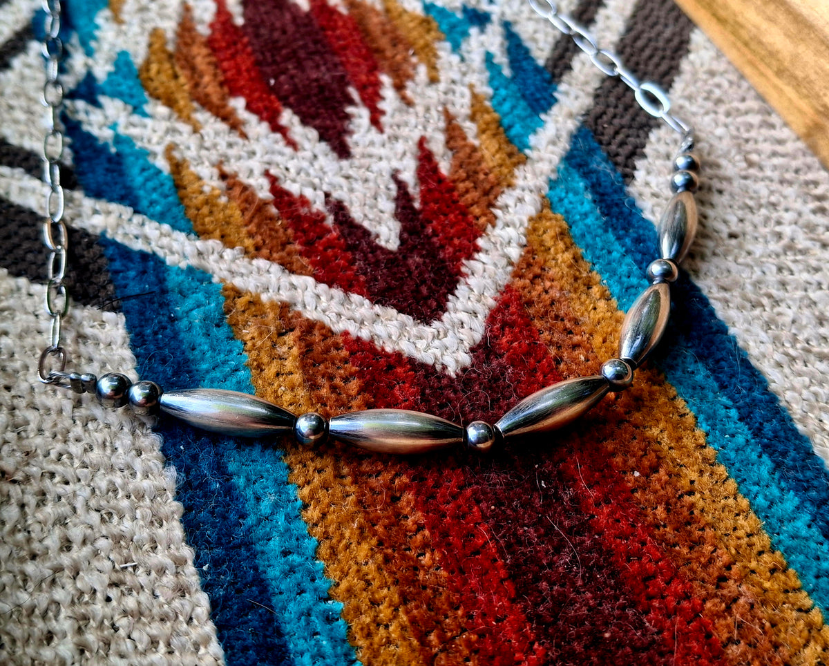 Sterling Torpedo Bead Necklace