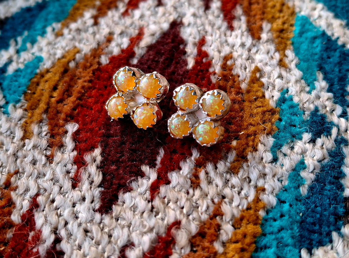 Mustard Yellow Fire Opal Studs - E35