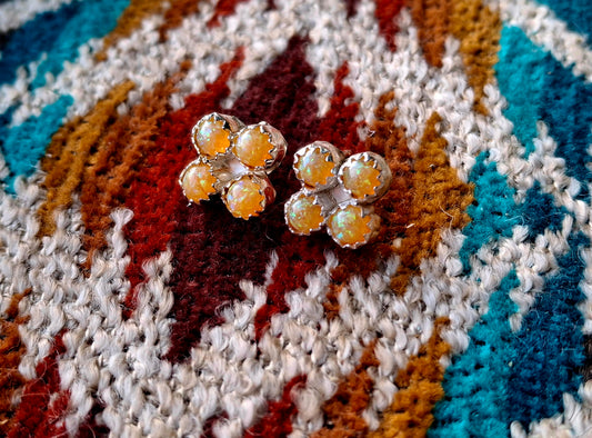 Mustard Yellow Fire Opal Studs