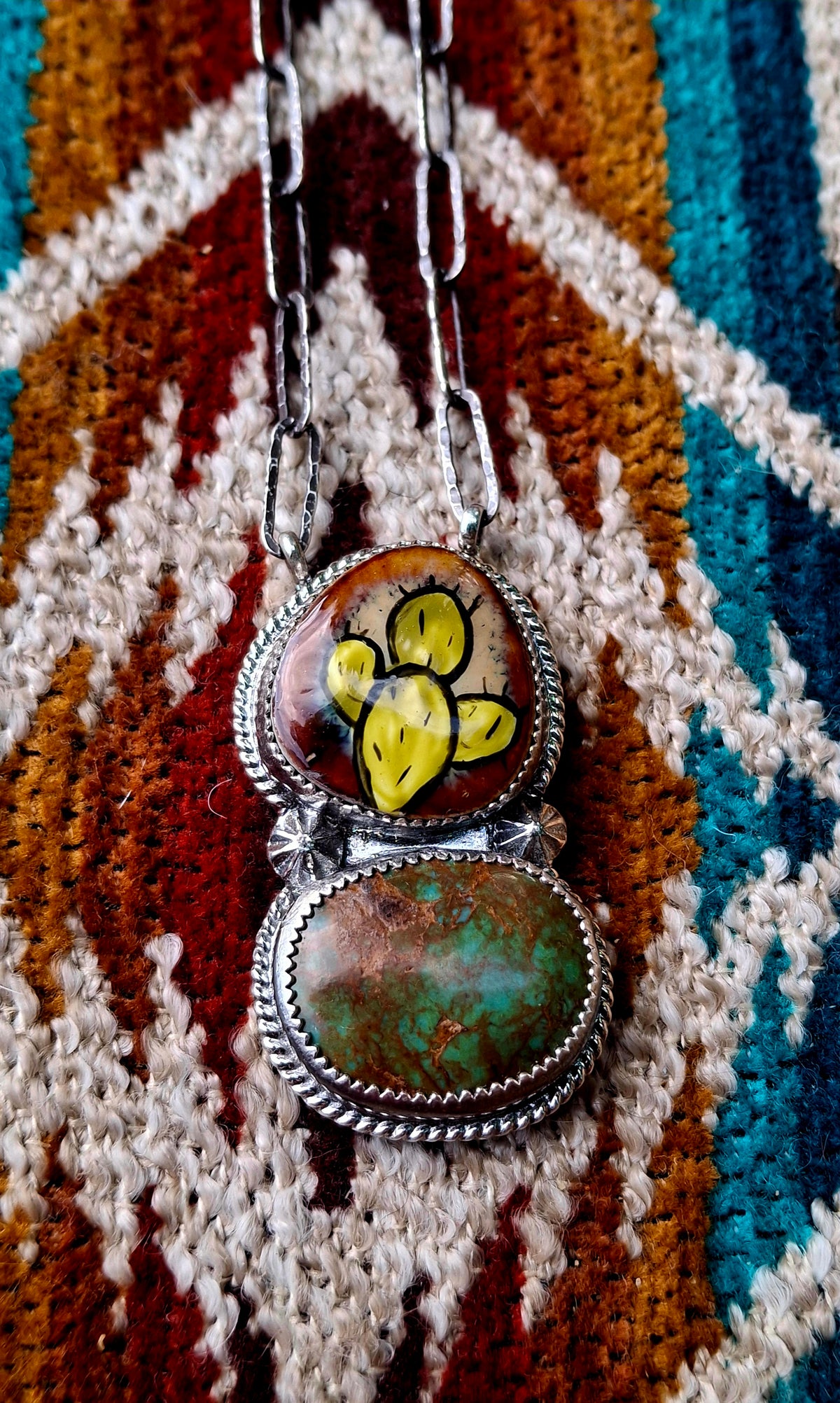 Hand Painted Cactus Royston Necklace