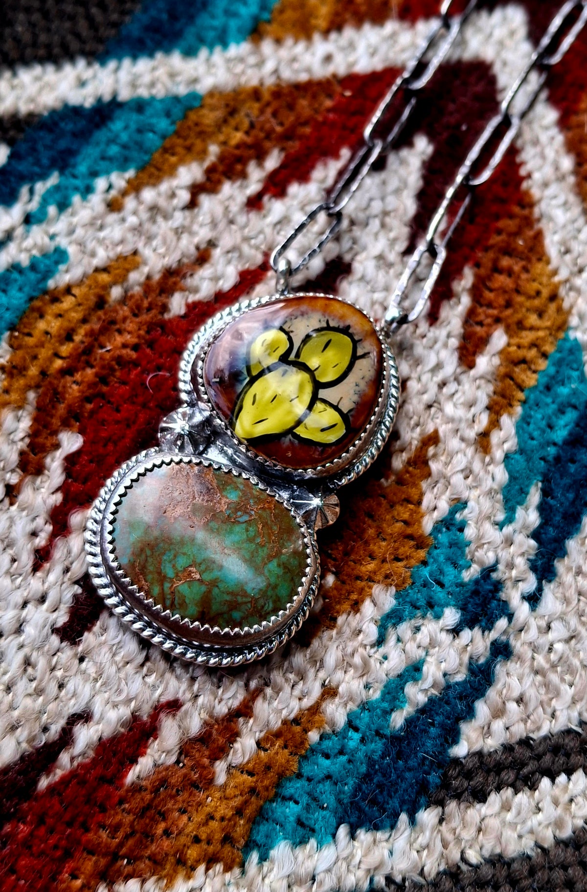 Hand Painted Cactus Royston Necklace