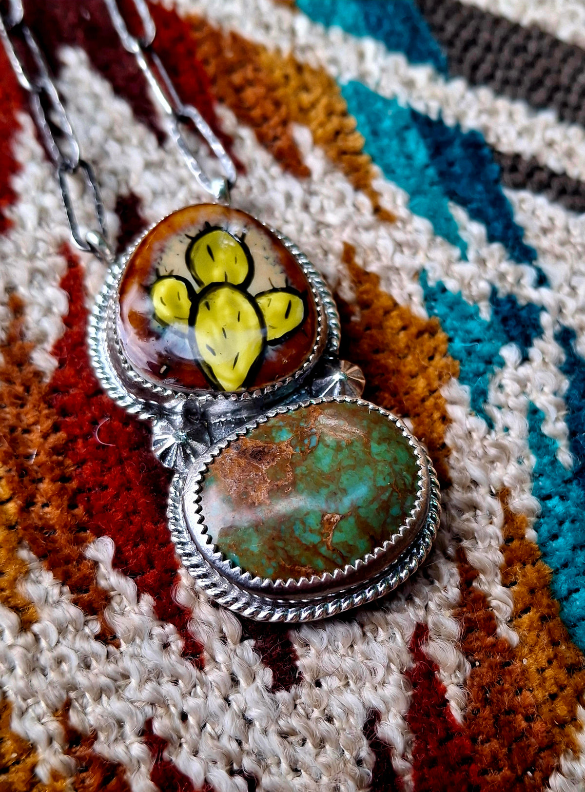 Hand Painted Cactus Royston Necklace