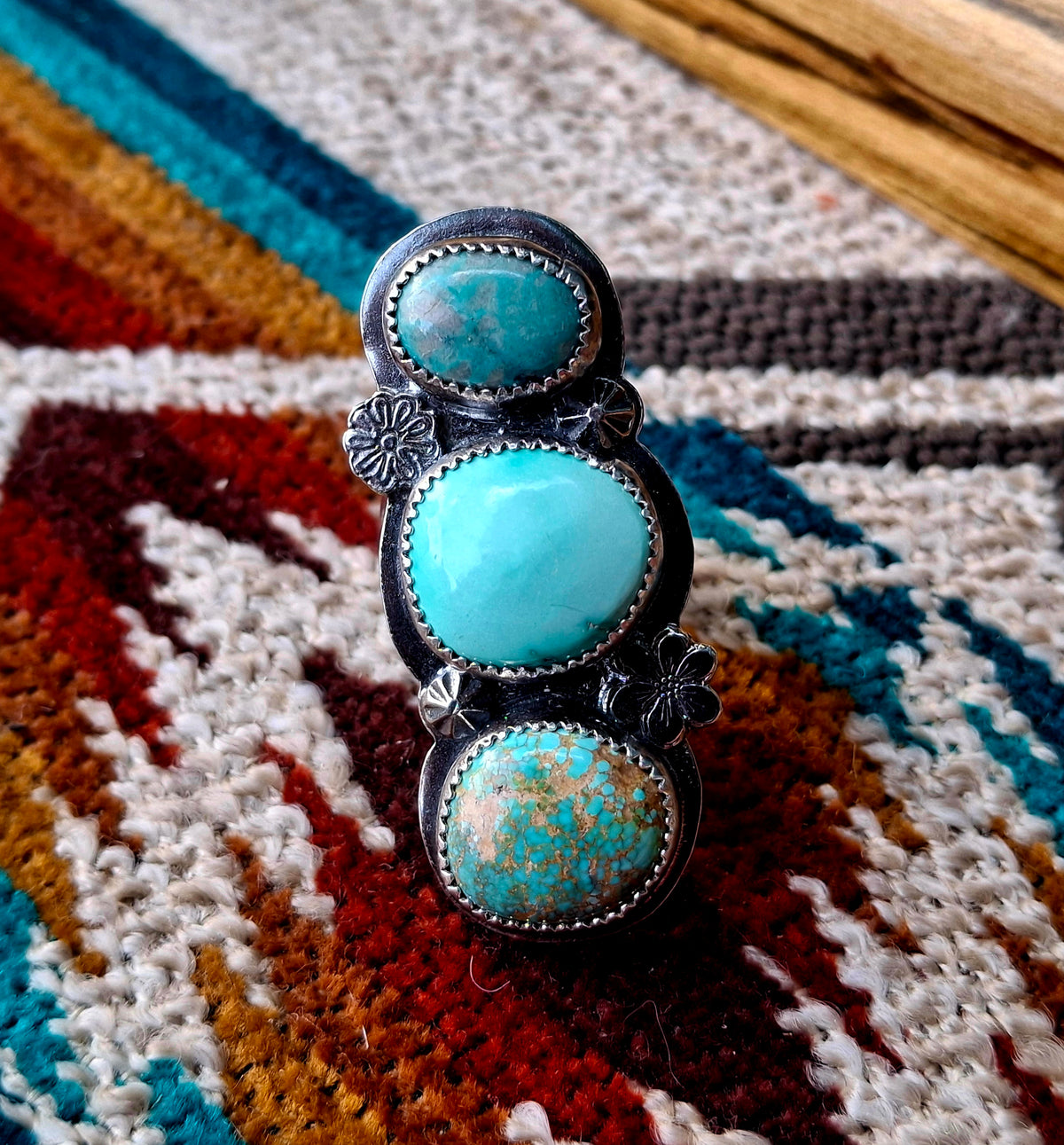 Carico Lake/Fox Turquoise Adjustable Ring