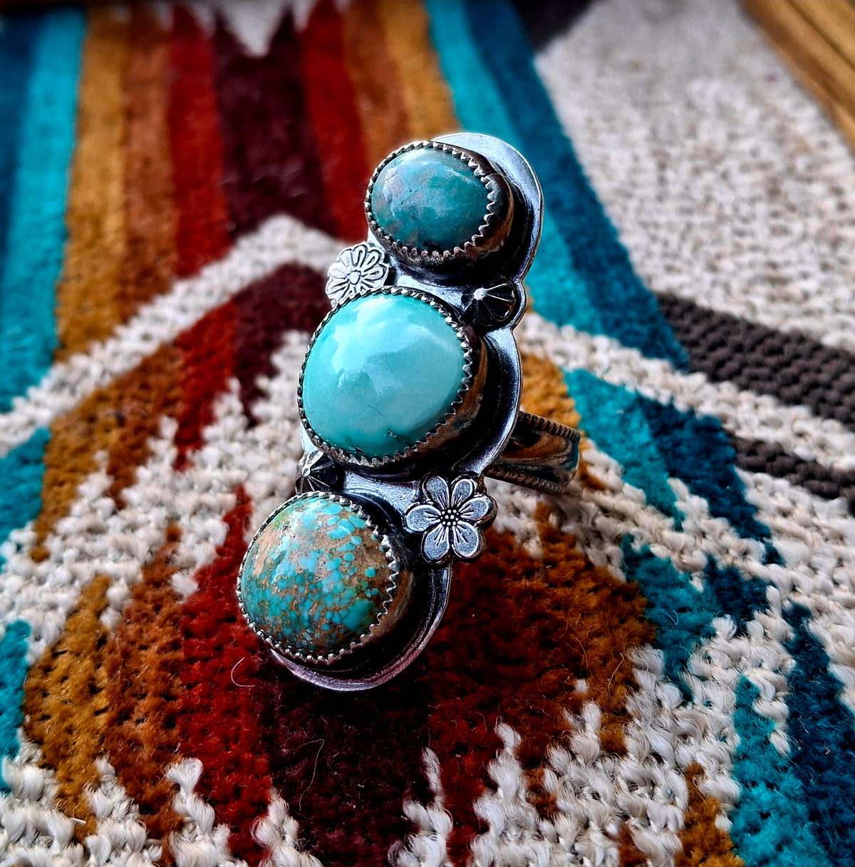 Carico Lake/Fox Turquoise Adjustable Ring