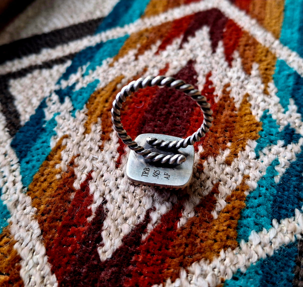 Red Spiny Square Adjustable Ring