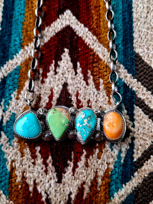 Mixed Stone Bar Necklace