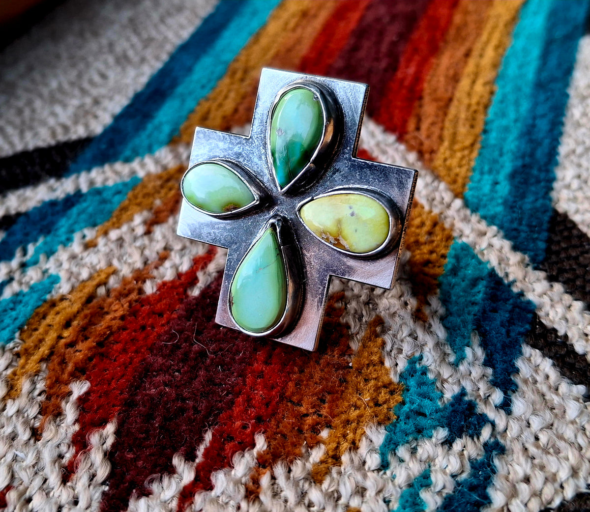 Mixed Stone Cross Adjustable Ring