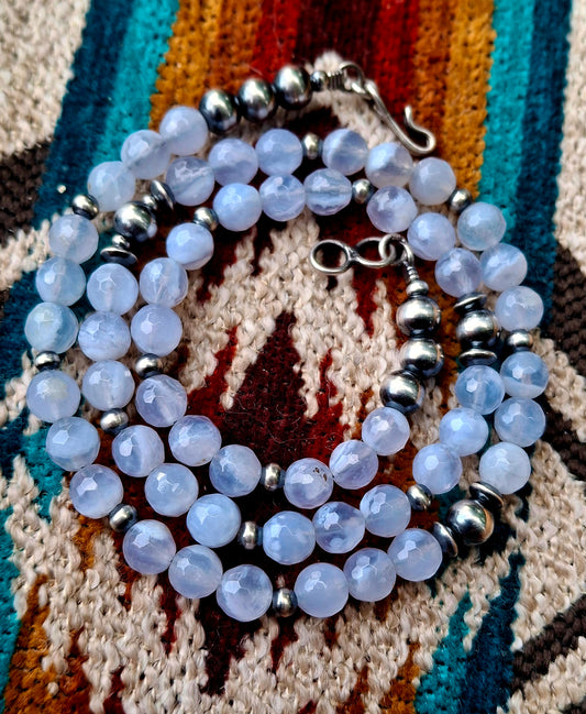 Blue Chalcedony Bead Necklace
